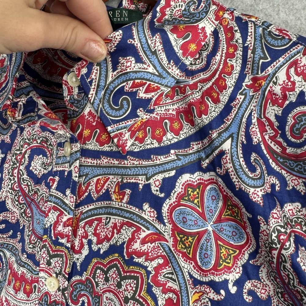 Lauren Ralph Lauren LRL Womens 1XL Colorful Paisley Cotton Button Up Shirt Top - Picture 10 of 16
